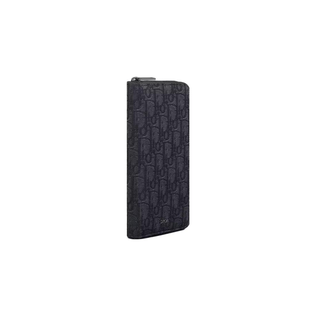 Dior Letter Logo Zipper Wallet Oblique Jacquard Men wallet Black 2ESBC317YSE-H03E