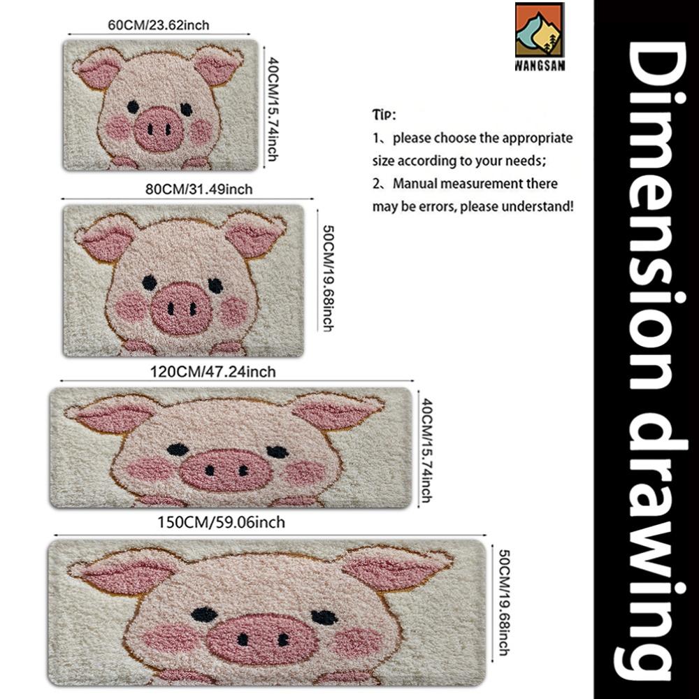 

VIKAMA Cute Pig Carpet Pink Doormat Soft Welcome Mat Absorbent Kitchen Rug Cute Rug For Bedroom Carpet For Living Room Home Deco 40X60CM (1.3X2FT
