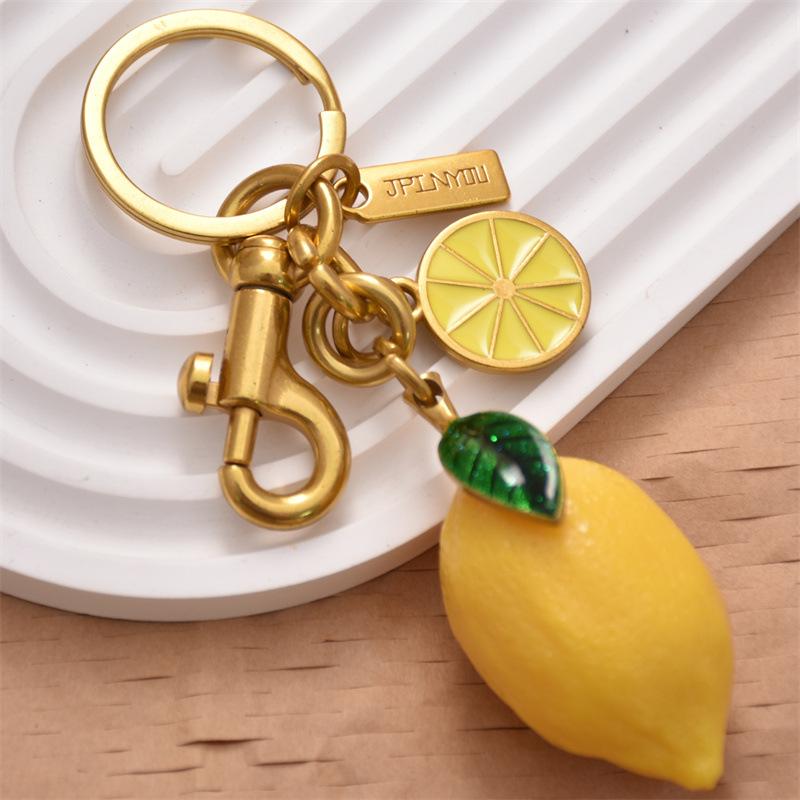 2025 Portachiavi Limone Dorato Ciondolo Borsa Portachiavi alla Moda Personalizzato Ciondolo Borsa Portachiavi Accessori Catena Borsa