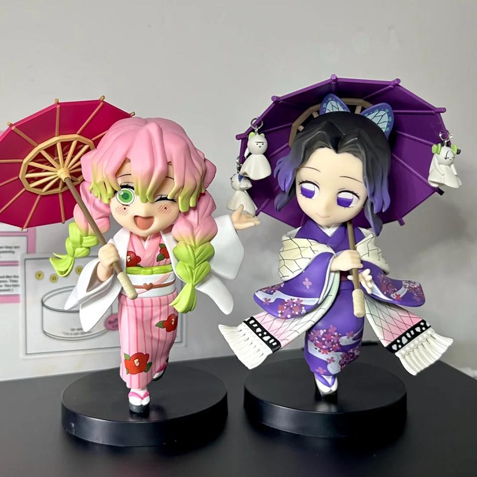 New Demon Slayer Plum Rain Season Blind Box Q Version Figures Umbrella Scene PVC Collectible Model Toy Gift for Anime Fans
