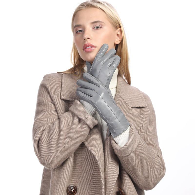 Womens Colored Sheepskin Gloves Warm Fleece Lined Genuine Leather Winter Outdoor Essential
