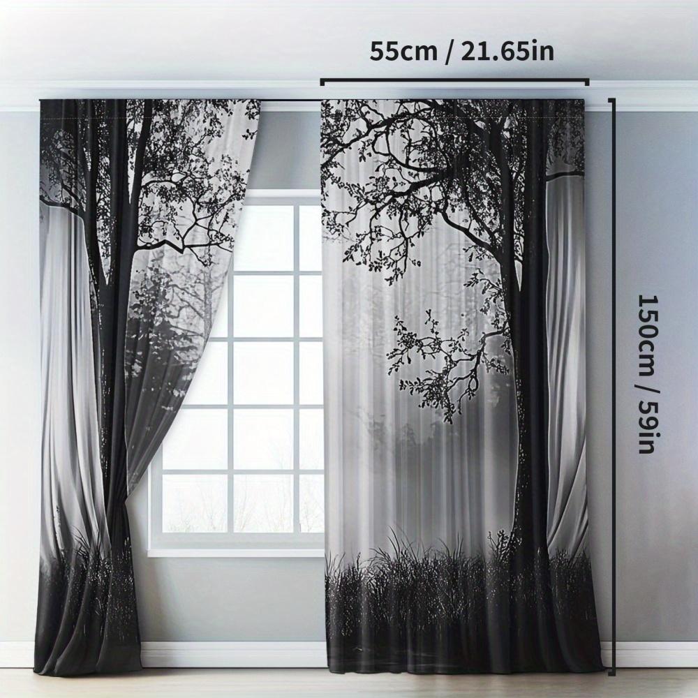 2PCS Blackout Curtains Misty Forest Gothic Print Polyester Rod Pocket Top for Bedroom Living Room Home Decor
