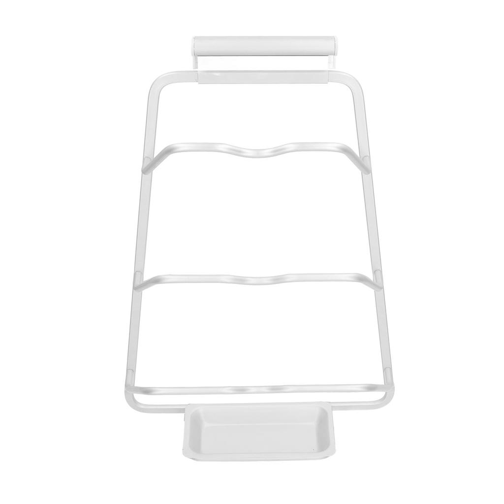 Pot Lid Organizer 30kg Load 3 Lid Capacity S Shaped Trough Space Aluminum Pot Lid Holder with Drip