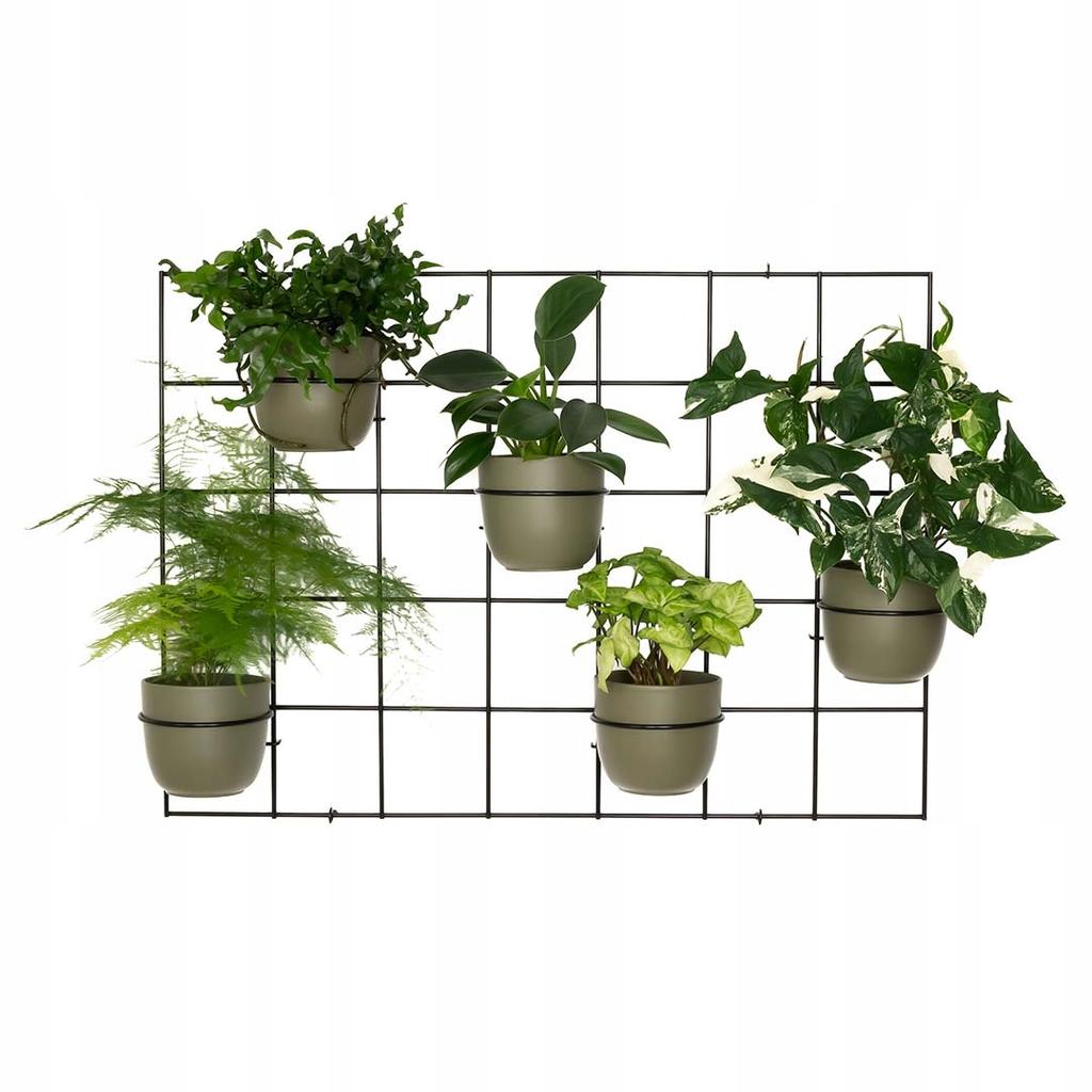Modern Metal Wall Flower Stand Hedera 2 Black - Large Flower Trellis for Walls, Modular Plant Panel Vertical Garden with 5 Hoops 15