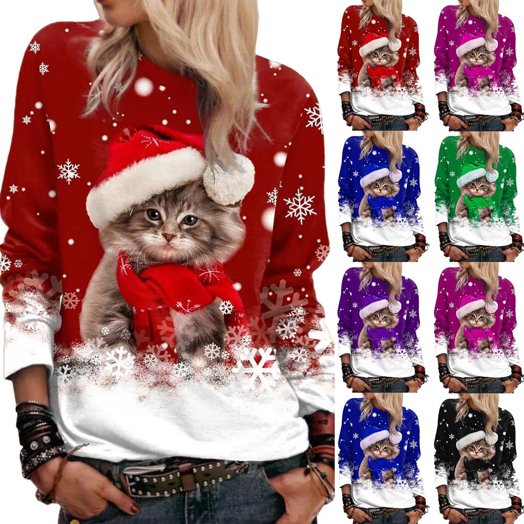 Women's Christmas Cute Neck Long Sleeve Top