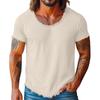 Men Casual Short Sleeve T Shirt Distressed Raw Edge Crew Neck Lightweight Summer Tee for Everyday Wear