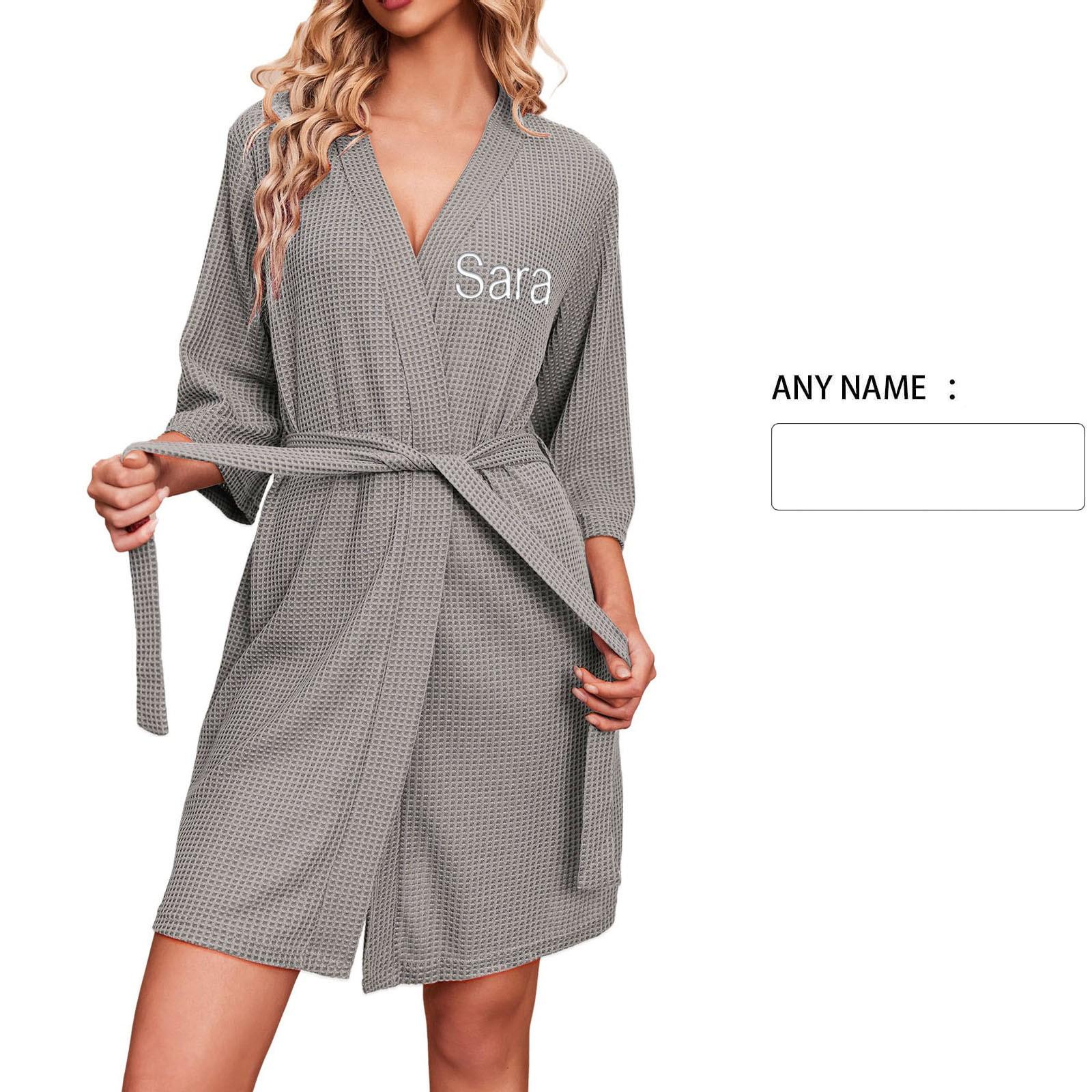 Женский зимний удлиненный толстый халат с вышивкой имени своими руками, мягкий халат, пальто-халат M