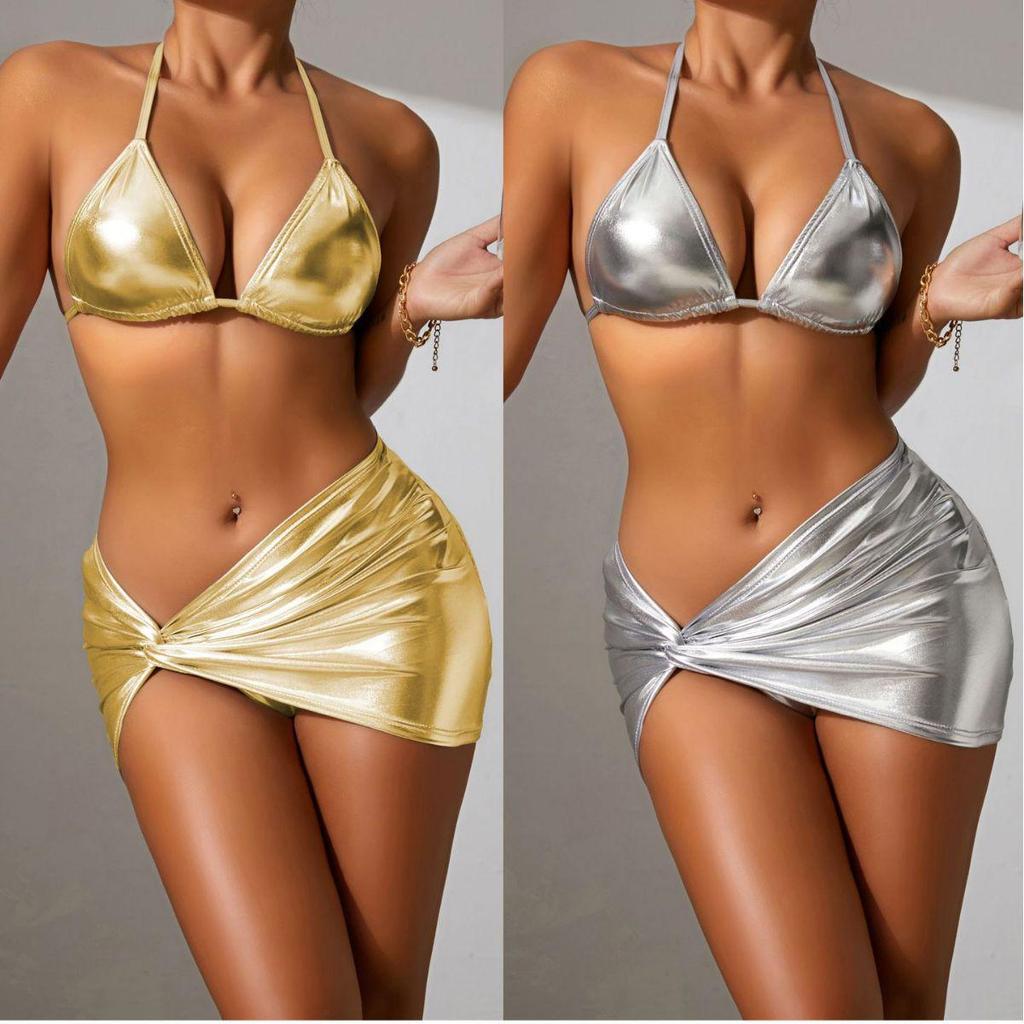 Xuanlang Sexy Spaghetti Strap Lace-up Bodycon Swimsuit: Hot Stamping Bikini Set for Women.