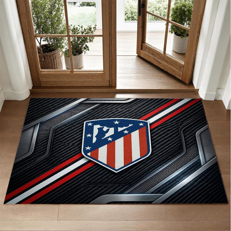 Atletico Madrid Design Crystal Velvet Rug Soft Decorative Mat for Bedroom Entrance