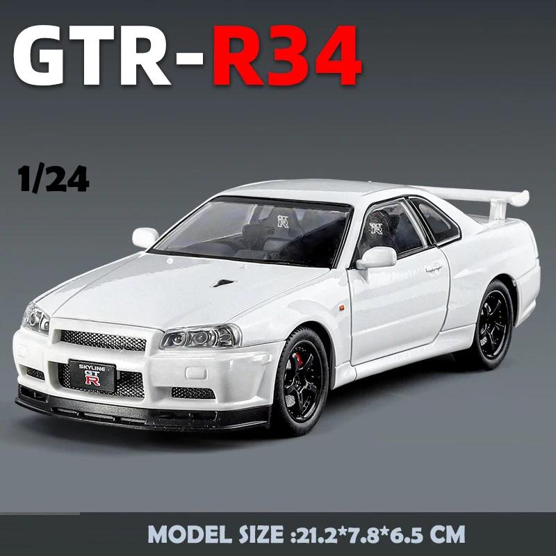 Wild Speed 1/24 Nissan Skyline GT-R R34 Alloy Car Model 1/32 JDM Collective Miniature Voiture Diecast Toy Vehicle Boy Home Decor