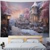Landscape Oil Painting Tapestry Forest, Peacock, Castle, Dreamy Wall Hanging Cloth, Starry Sky Sunrise, Home Art Decoration