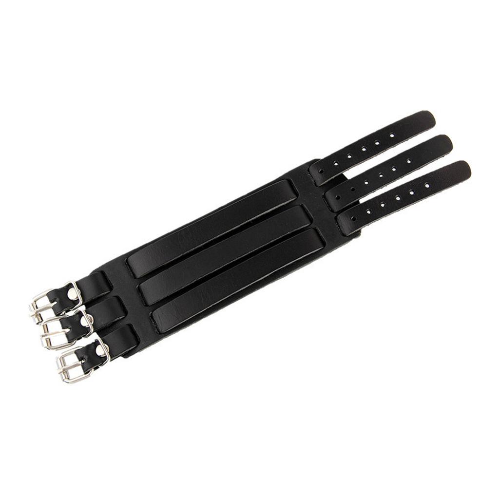 Adjustable Men's Punk Leather Cuff Bracelet Wide Wristband For Streetwear Outfits