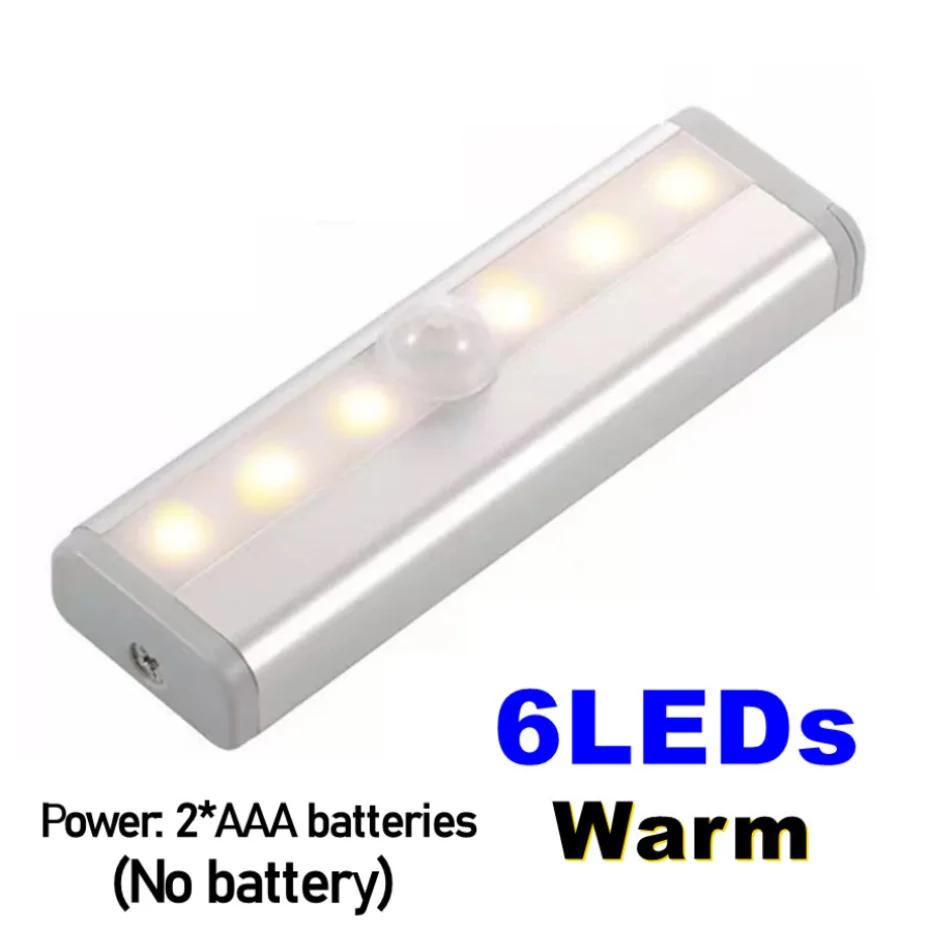 6 /10 Leds PIR Motion Sensor LED Cabinet Light Automatic Sensor Wardrobe Closet Lights Drawer Night Light Lamp for Indoor Lamp