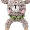 Montessori Babyrassel aus Holz, Lernspielzeug, Feinmotorik-Lern-Geschenk, Baby-Greifspielzeug, gehäkelte Babyrassel, Holzrassel