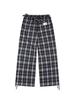 Tuomio Frill Layered Check Pants [Blue]
