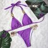 Evropské a americké sexy bikiny křišťálové plavky s diamantovým řetízkem s bronzovým hadím vzorem na popruhu