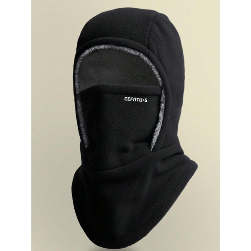 

Унисекс шапка-пуловер с маской для лица, уличная ветрозащитная теплая термоподкладка, закрывающая шею, однотонная, осень/зима A&one-size чёрный