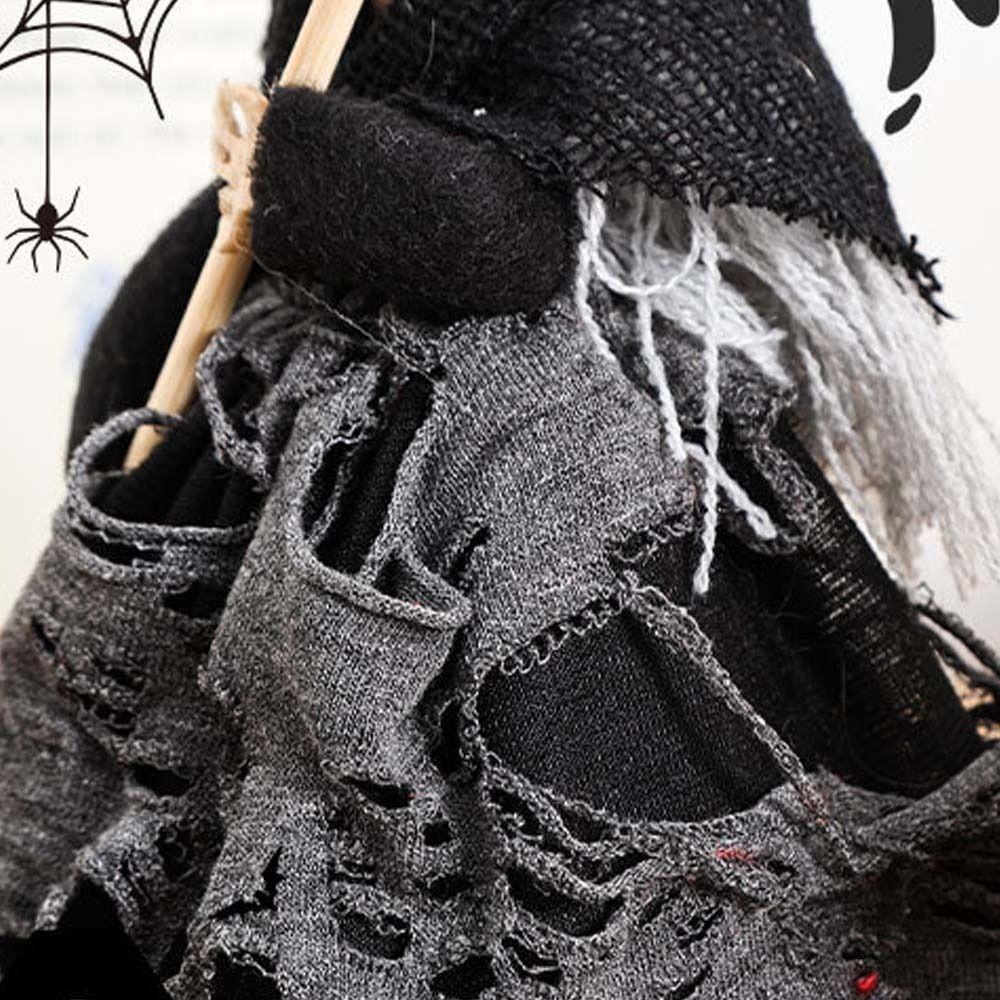 Cute Witch Doll Realistic Halloween Witch Pendant Halloween Broom Witch Decoration Haunted House