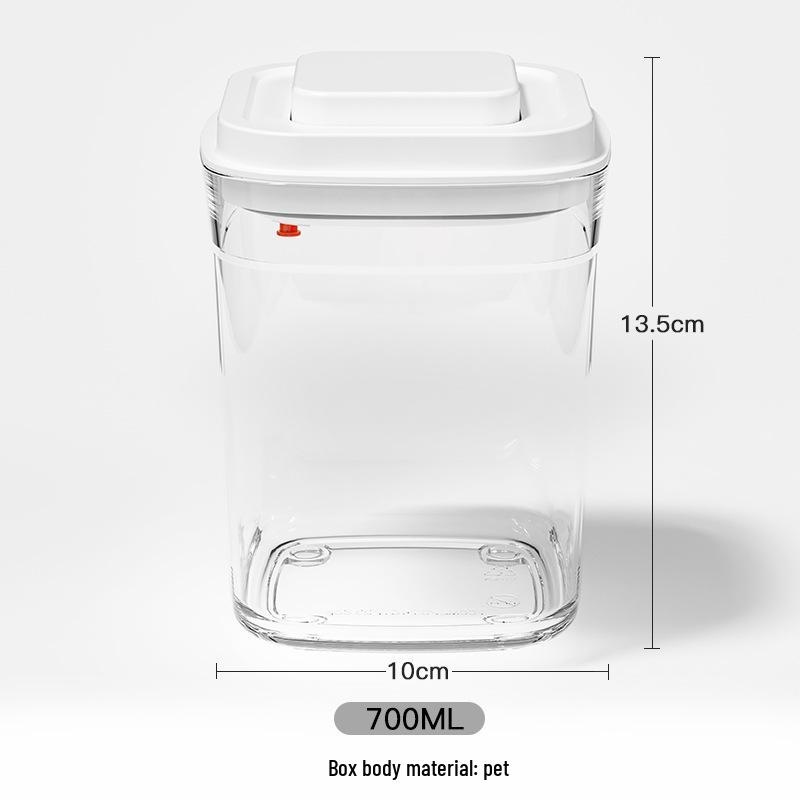 Square Clear Push-Type Storage Jar - Sealable Plastic Container for Kitchen Grains, Candy, and Fruit Powder