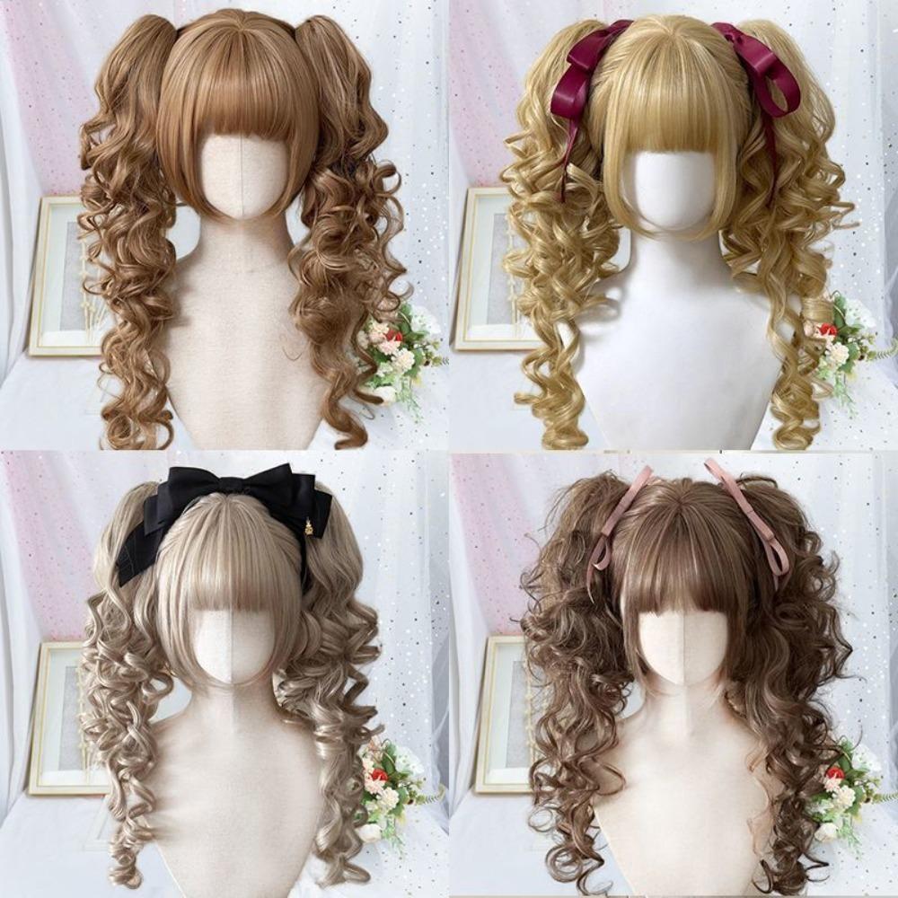 Cosplay Princess Cut Double Ponytail Synthetic Halloween Harajuku Wig Lolita Wig with Bangs Party