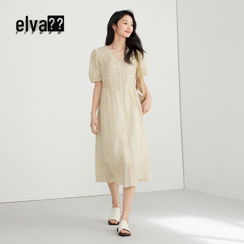 

Elva Island Women s V-Neck Printed Midi Dress M