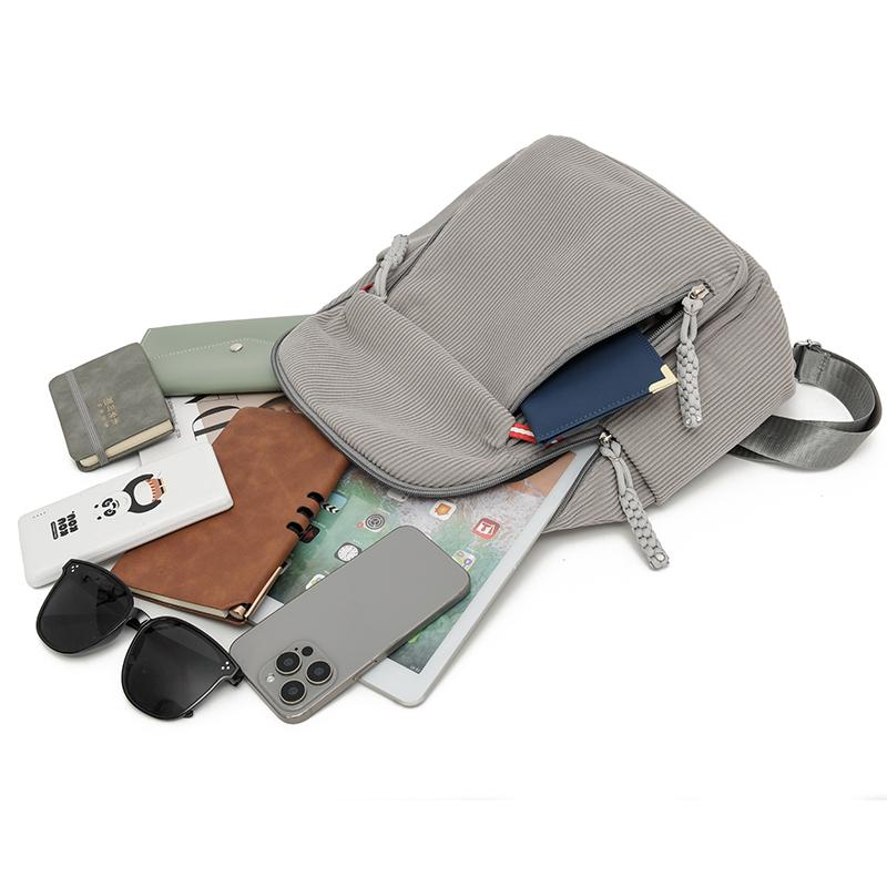 Lightweight Backpack Women's Large Capacity Commuter Travel Bag Corduroy Student Schoolbag