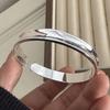 100% Solid 925 Sterling Silver Retro Bracelet for Women Men Vintage Handmade Narrow Simple Wave Bracelet Birthday Gift