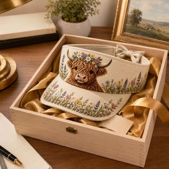 Retro Style Sun Hat, Rustic Highland Cow Floral Print Summer Hat, Lightweight Empty Top Hat for Spring Summer Outdoor Activities Morning Walks