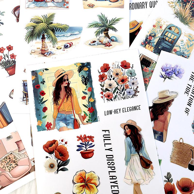 Cross-Border Pet Sticker Pack: European & American Alice Art for Junk Journals & Collages