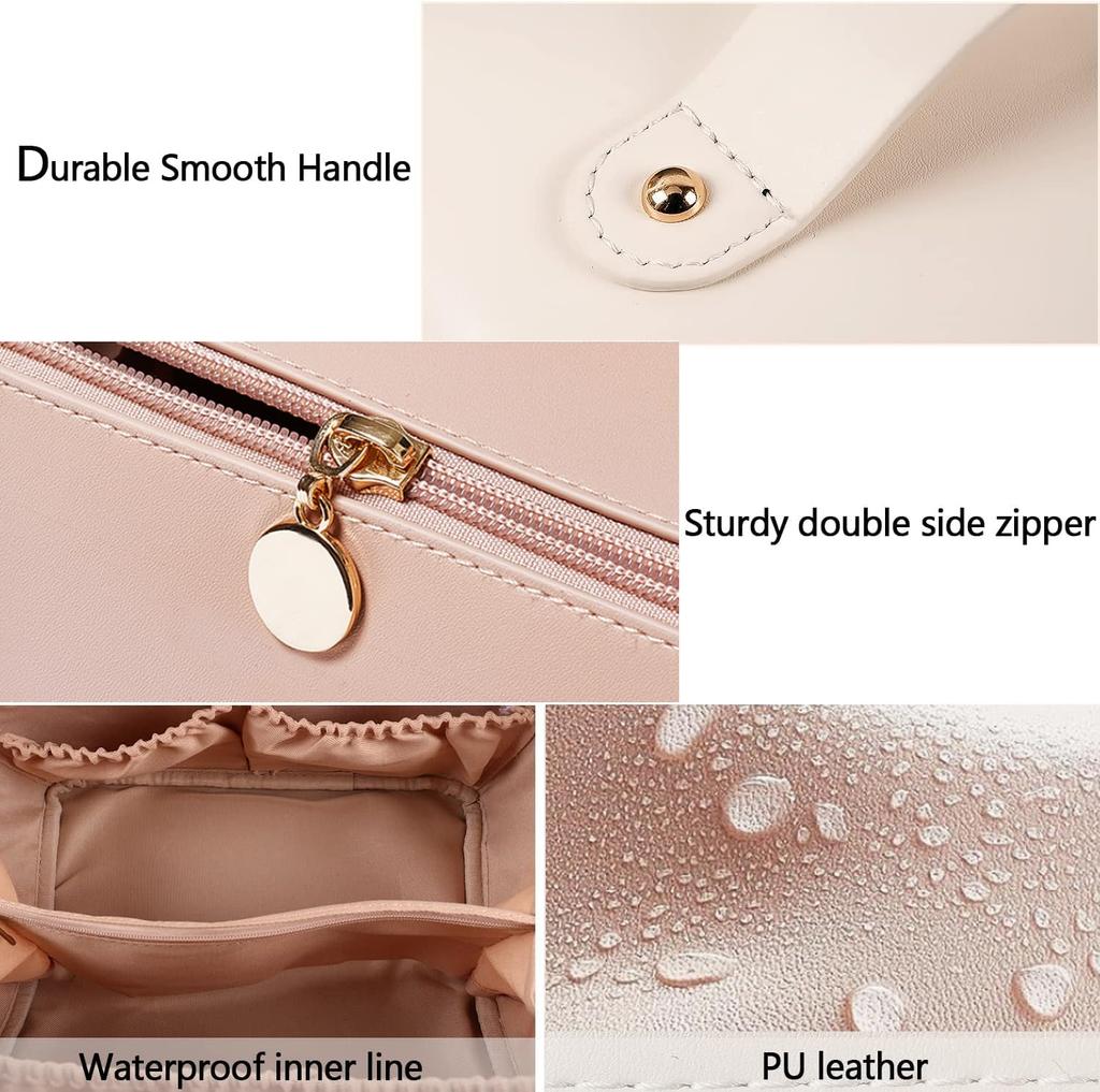 Travel Makeup Bag,Large Capacity Cosmetic Bags for Women,Waterproof Portable Pouch Open Flat Toiletry Bag Pattern Makeup Bag