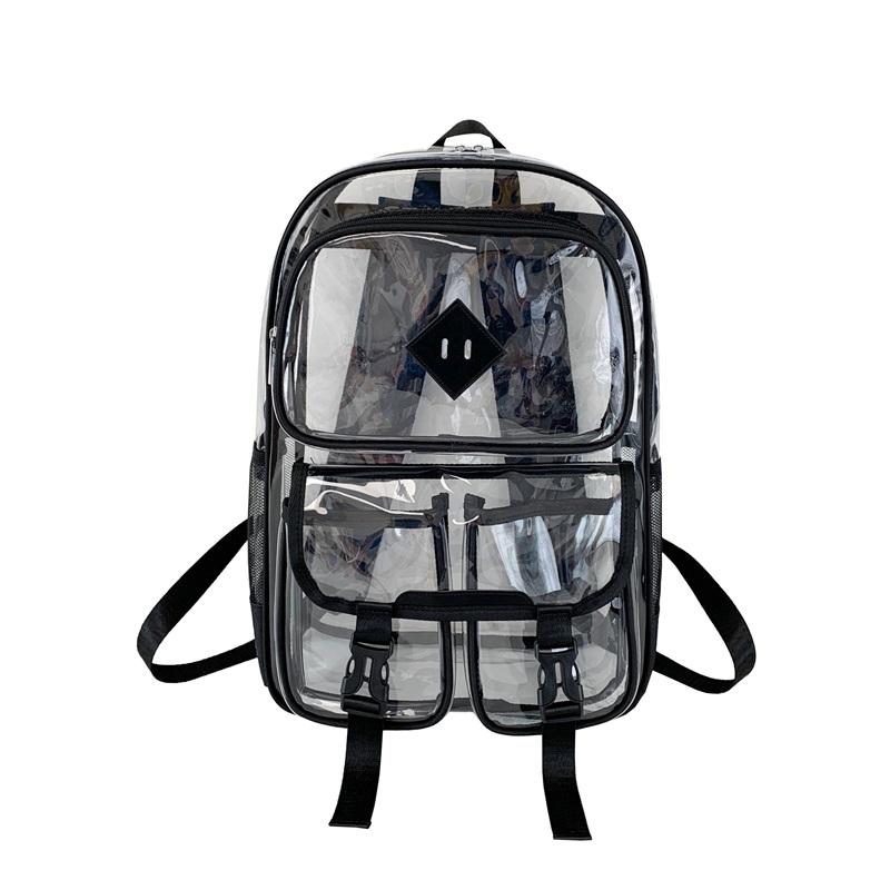 Hot Sale Fashion Transparent Backpack Waterproof PVC Multi Pocket Large Capacity School Bag Stadium Approved Travel Backpack
