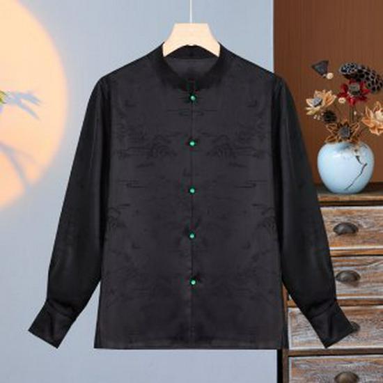 

Women s Long Sleeve Chinese Style Spring Top for Middle-aged and Elderly 3XL чорний