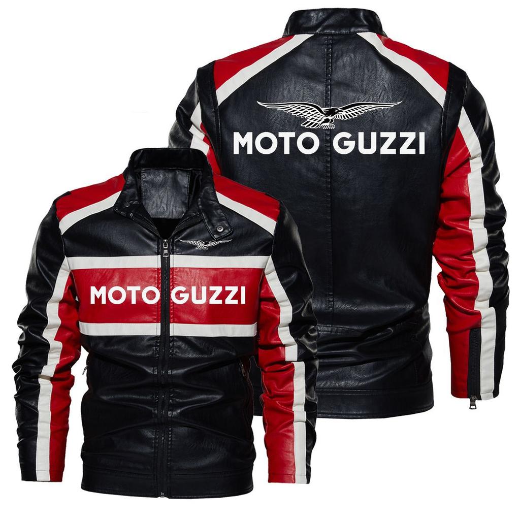 New locomotive style leather jacket ancient porcelain stand-up collar leather jacket spring and autumn unfleece jacket
