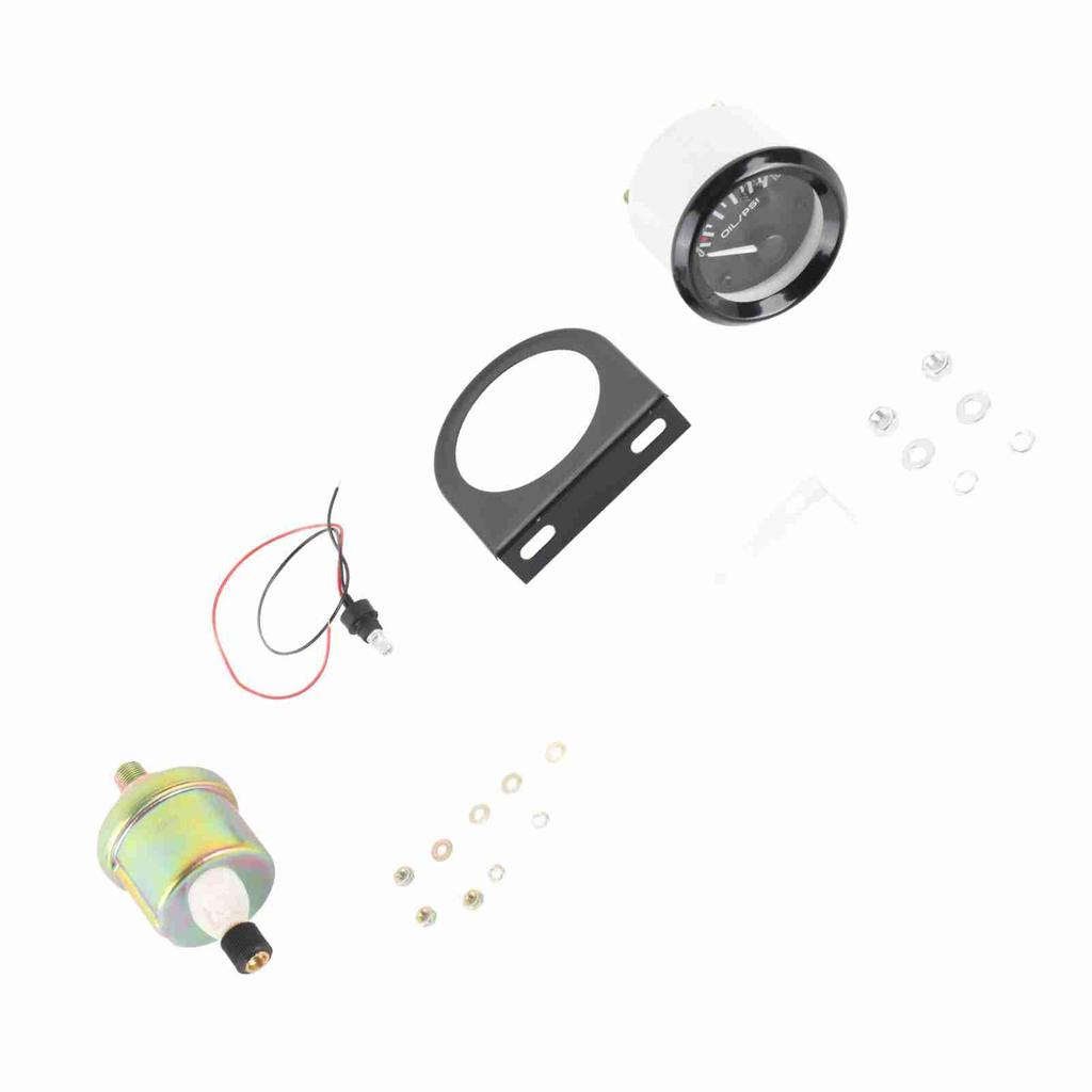 52mm Oil Pressure Gauge 0 100PSI Automobile Oil Pressure Gauge with Sensor for 12V Vehicle