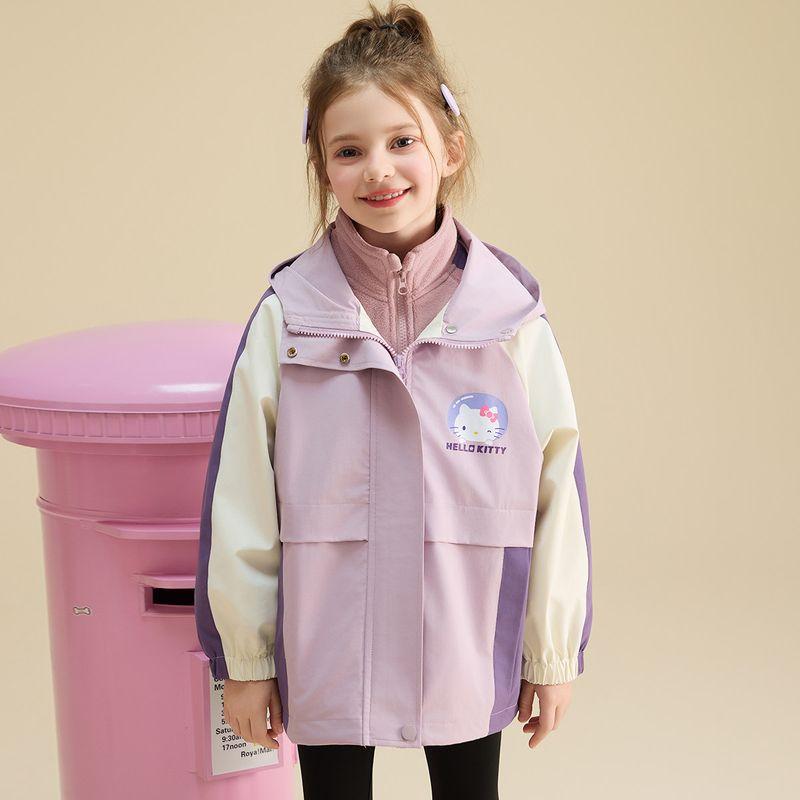 Hellokitty Girls' Autum Hooded Jacket 2025 New Sports Top Kidsren's Autum Clothing Medium and Large Kidsren's Clothing