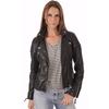SKINOUTFIT Women's Real Leather Black Biker Motorcycle Jacket Lambskin Slim Fit Jacket Coat