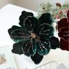New 22CM Artificial Poinsettia Flower Glitter Sequins Simulation Flowers Sparkling DIY Christmas Flower New Year Festival