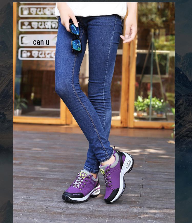 Women's Air Cushion Height-Increasing Hiking & Walking Shoes, Non-Slip Breathable Casual Sports Shoes, Large Sizes 41-42.