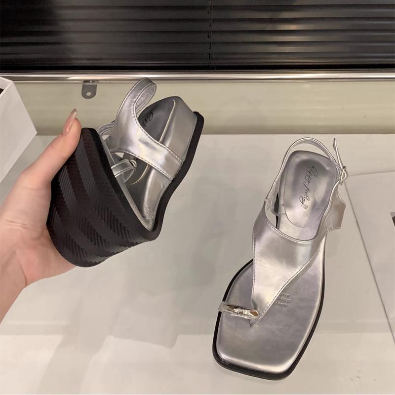 Fashion SUOJIALUN 2025 New Brand Women Sandal Fashion Low Wedge Heel Ladies Casual Slides Shoes Soft Heel Outdoor Dress Gladiator Shoes