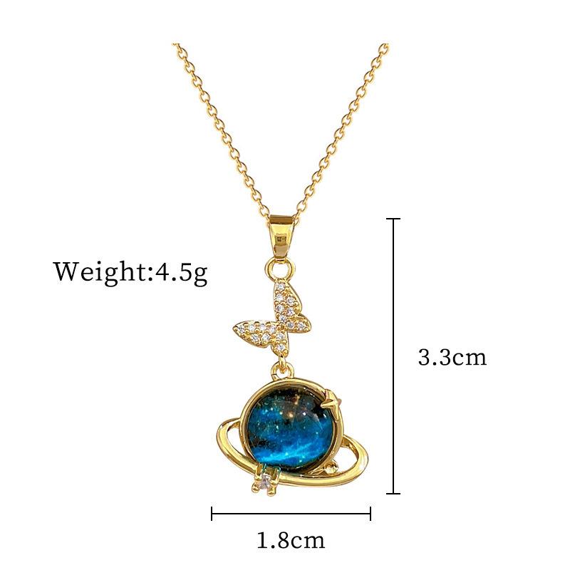 Planet Starry Sky Full Of Diamonds, Slightly Inlaid Design Temperament Shining Necklace Female, Simple Pendant