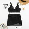 New Summer Women's Bikini Three Piece Swimsuit Sexy Mesh Drawstring Women's Split Swimsuit