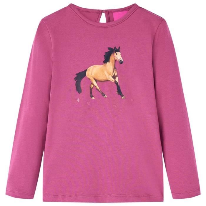 T-shirt enfants à manches longues imprimé cheval 3 couleurs et 5 dimensions disponibles