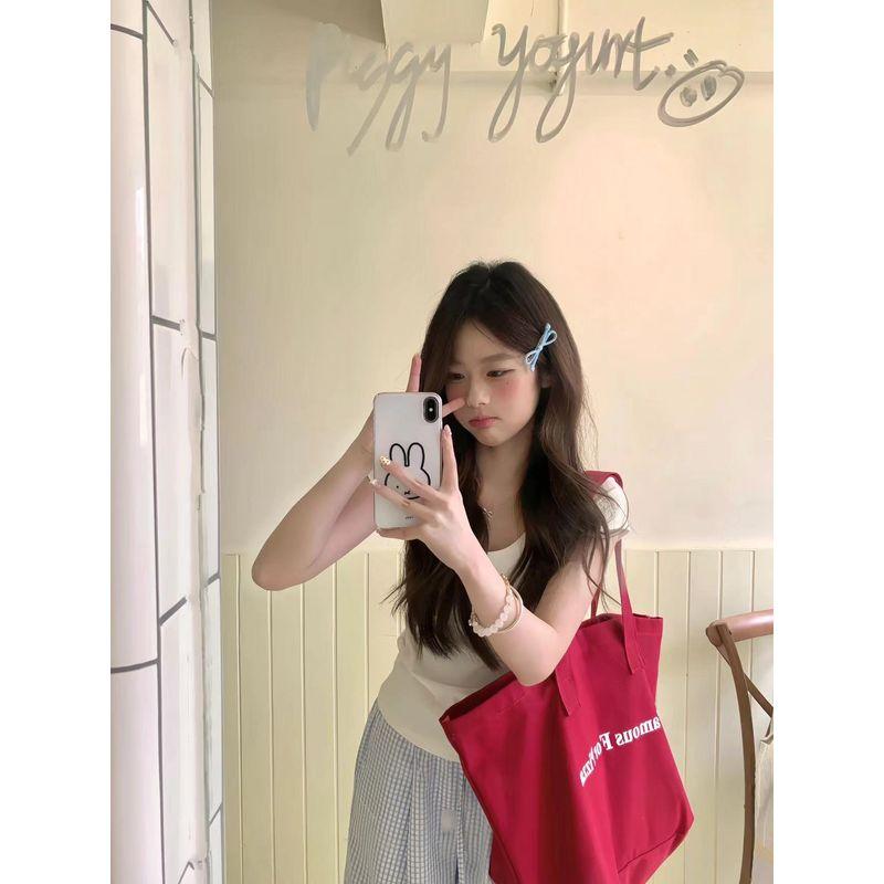 

Korean Series Ins Idle Style Letters Red Canvas Bag Women Large Capacity Daily Commuter Bag Shoulder Tote Bag Tide Red