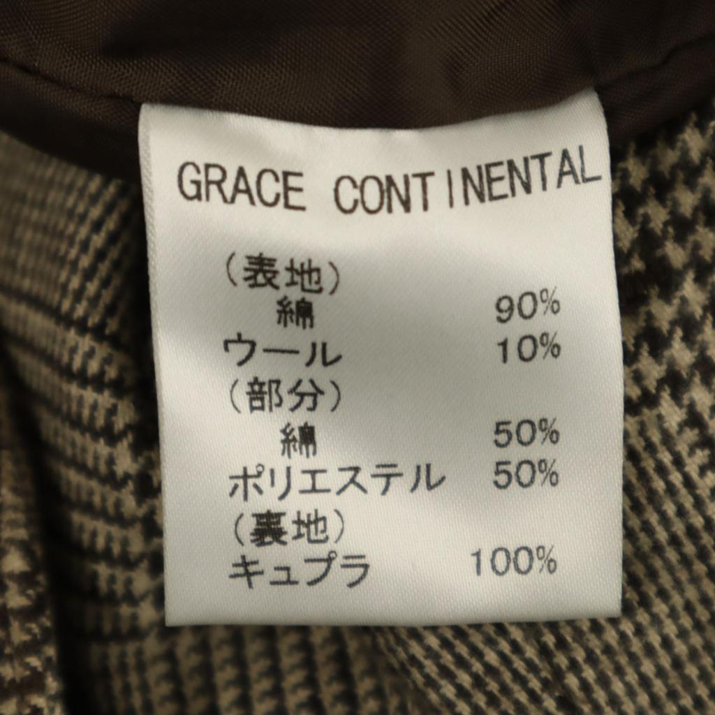Unused GRACE CONTINENTAL Made In Japan Houndstooth Pattern High Waist Wide Pants Women Used