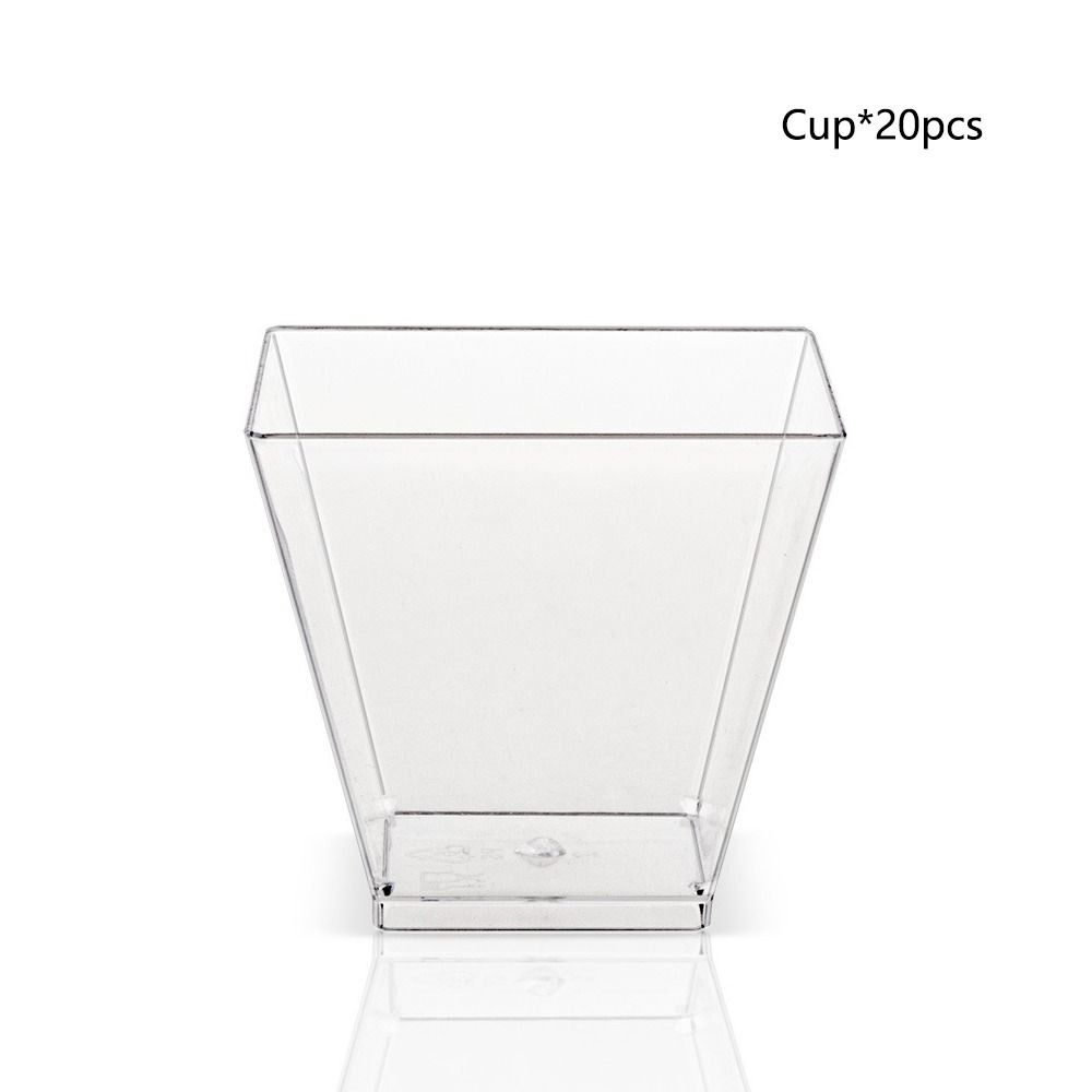 20pcs 60ml Dessert Cups Square Cup Mouth Ice Cream Cup Disposable Plastic Mousse Cups  Yogurt