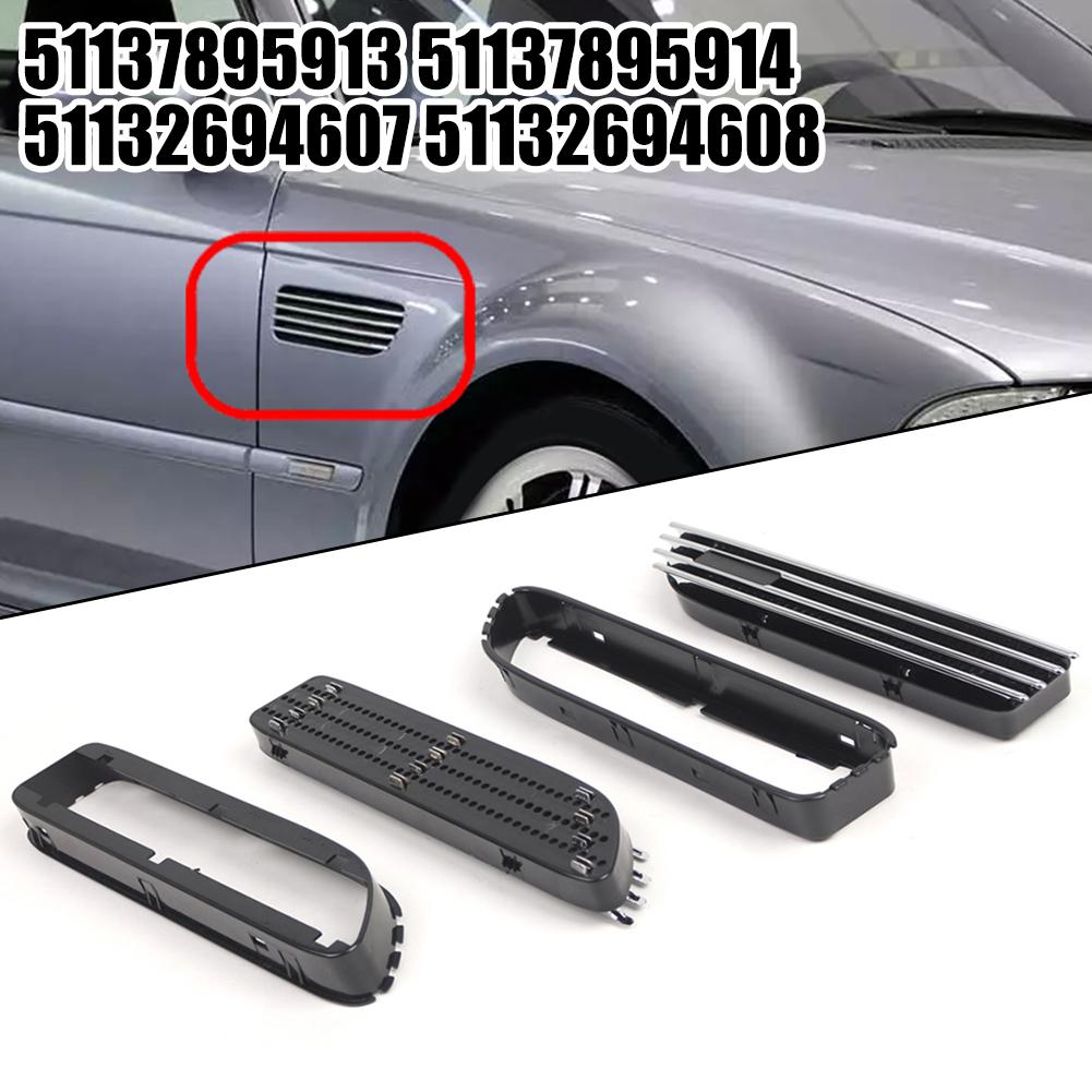 2x Car Silver Black Side Grill Fender Vent Grille 51137895913 51137895914 51132694607 51132694608 FOR BMW E46 For M3 2001-2006