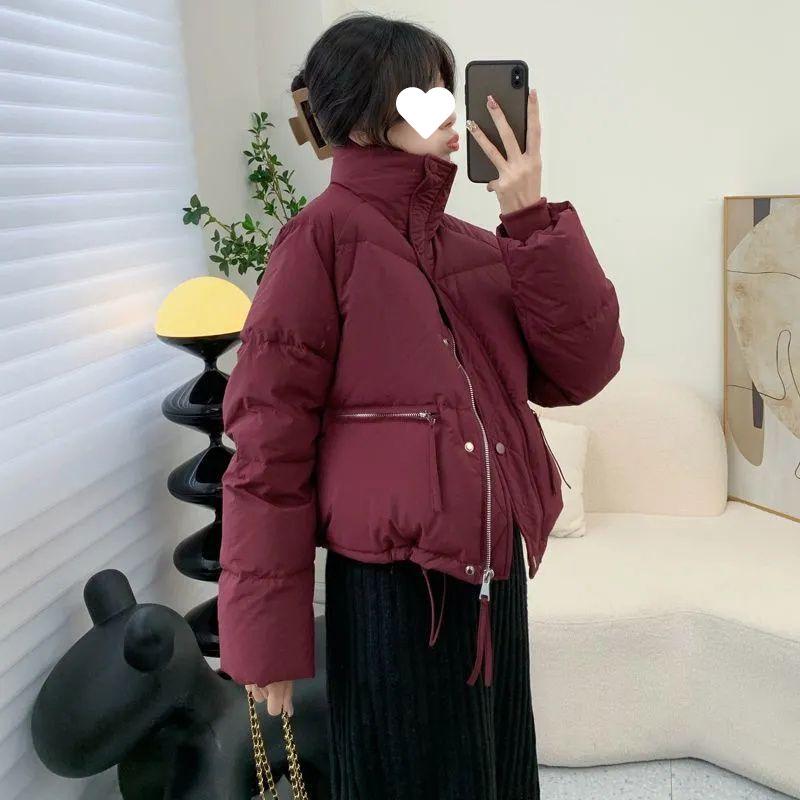 2024 Korean Women's Short Bread Coat: Petite, Thickened Cotton Jacket with Stand-Up Collar