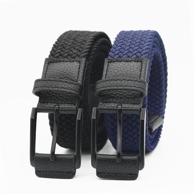 Geflochtener Gürtel Herren Elastischer Dornschließe Gürtel Canvas Damen Elastischer Gürtel Leder Wickel Schwarze Schnalle