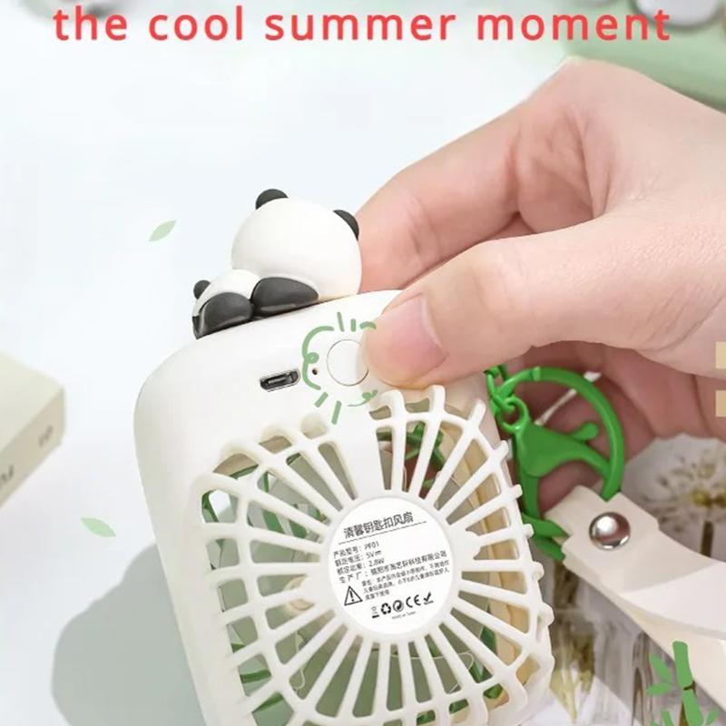 Portable Keychain Fan For Travel Small Cooling Fans Rechargeable Cute Panda Travel Fan Handheld Fan Gift