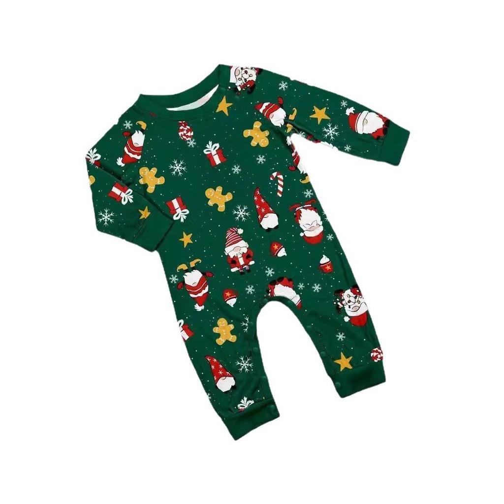 New Christmas parent-child clothing snowflake Santa letter family pajamas long sleeves trousers green loungewear